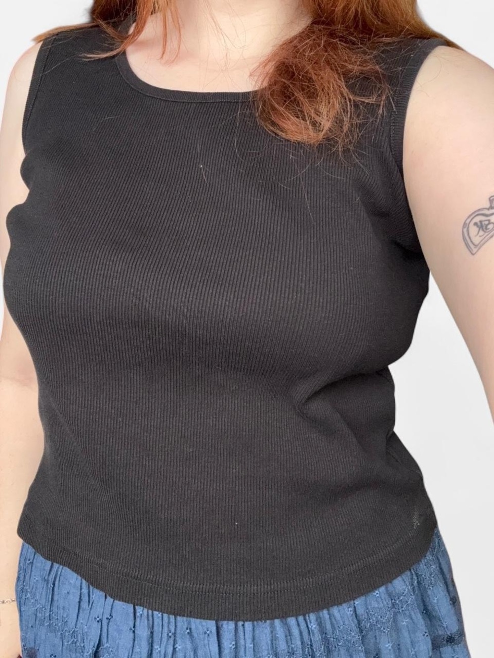 CB casual Black Ribbed Sleeveless Tank